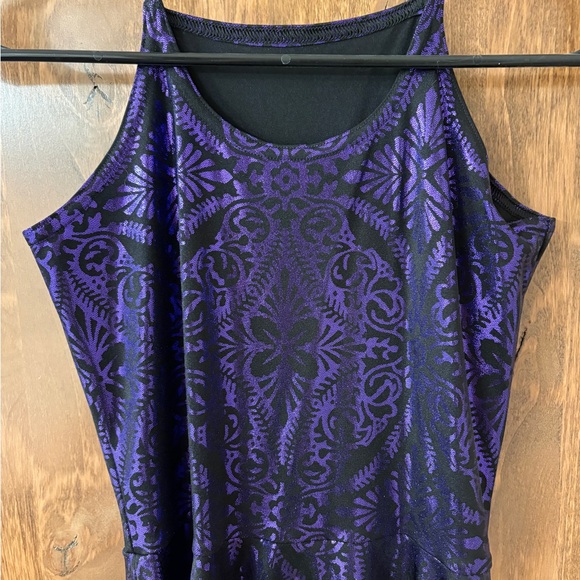 Blackmilk Reversible Geometric Floral Violet Skater Mini Dress - Picture 3 of 7